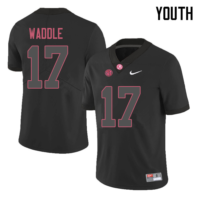 Youth #17 Jaylen Waddle Alabama Crimson Tide College Football Jerseys Sale-Black